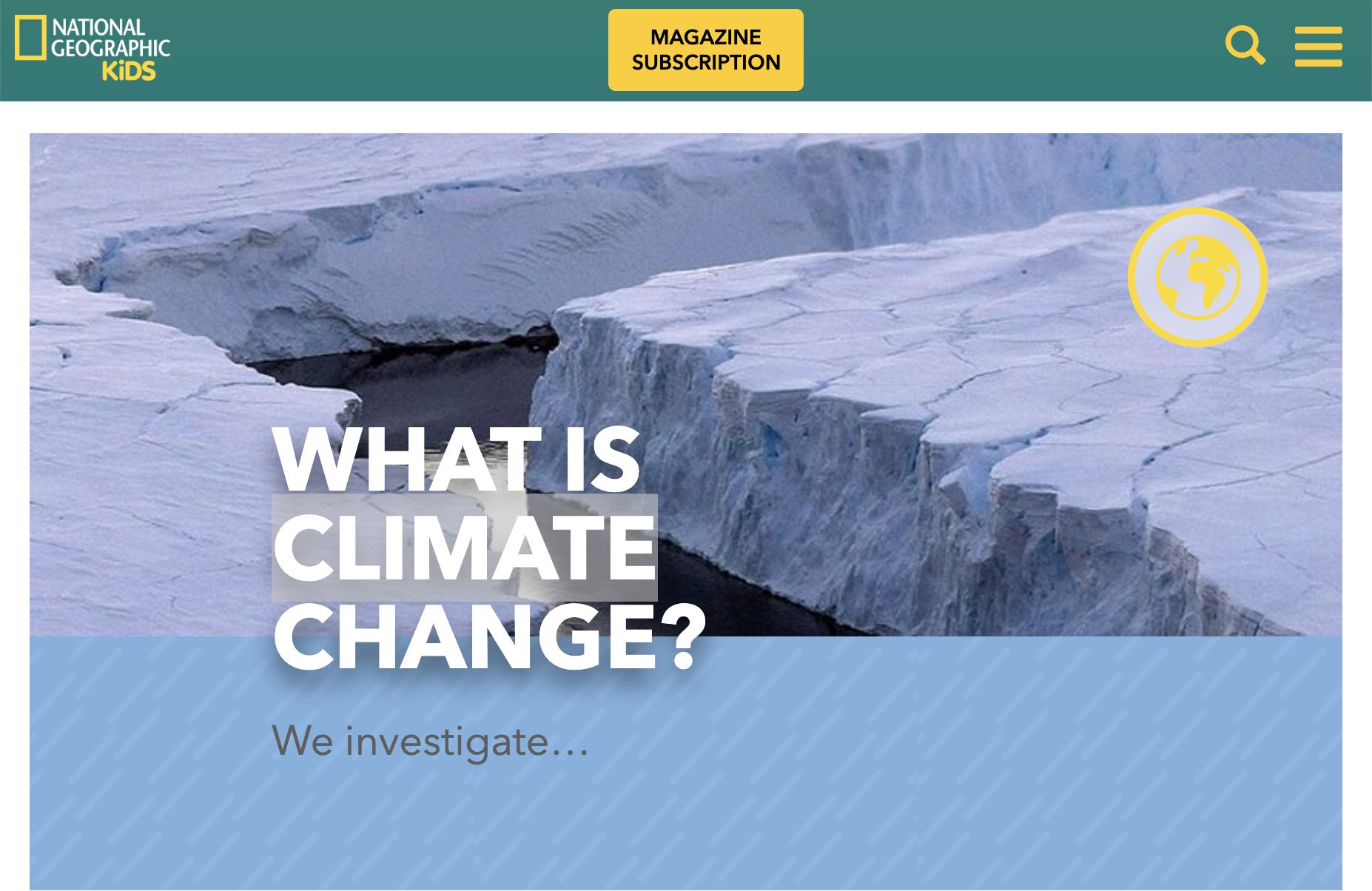 National Geographic Kids homepage